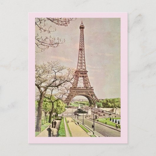 De Eiffeltoren in Roze Briefkaart (Voorkant)