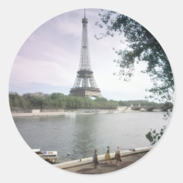 De Eiffeltoren. Parijs, circa 1960. Ronde Sticker
