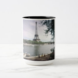 De Eiffeltoren. Parijs, rond 1960. Tweekleurige Koffiemok
