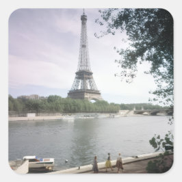De Eiffeltoren. Parijs, rond 1960. Vierkante Sticker