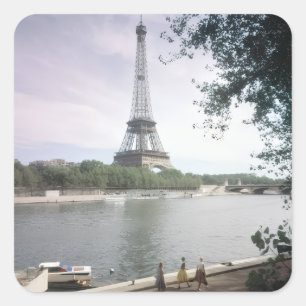 De Eiffeltoren. Parijs, rond 1960. Vierkante Sticker