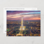 De Eiffeltoren 's nachts, Parijs Frankrijk Briefkaart (Voorkant / Achterkant)