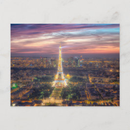 De Eiffeltoren 's nachts, Parijs Frankrijk Briefkaart