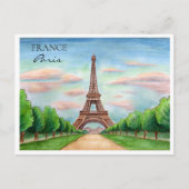 De Eiffeltoren van Frankrijk | Waterverf Briefkaar Feestdagenkaart (Voorkant)