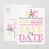 De Eiffeltoren van Parijs: Save the Date Briefkaar Aankondigingskaart (Voorkant / Achterkant)