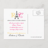 De Eiffeltoren van Parijs: Save the Date Briefkaar Aankondigingskaart (Achterkant)