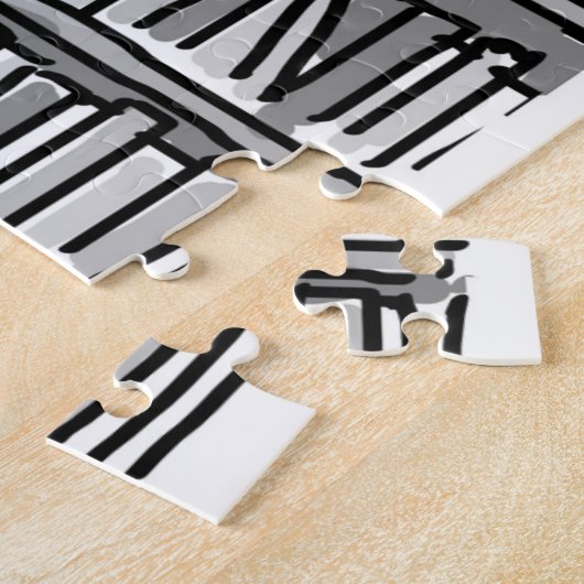 De eigenaar van de boekwinkel neemt stappen van bo legpuzzel (Zijkant)