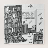 De eigenaar van de boekwinkel neemt stappen van bo legpuzzel (Verticaal)