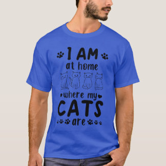 De eigenaar van de kat is thuis waar mijn katten z t-shirt