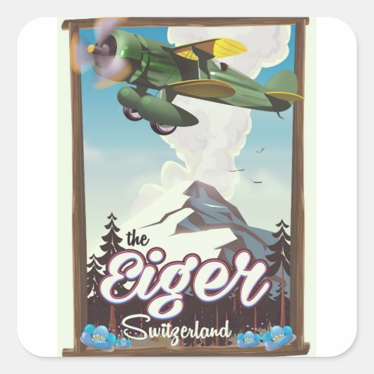 De Eiger Berg,Zwitserland reisposter Vierkante Sticker (Voorkant)