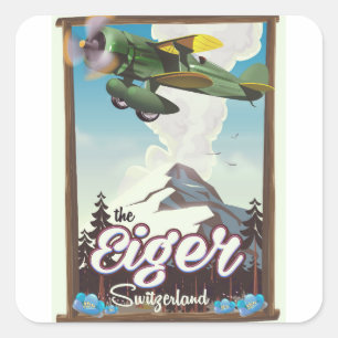 De Eiger Berg,Zwitserland reisposter Vierkante Sticker