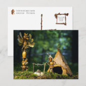 De eikelelfen spelen Indiaas. Zomercamping Briefkaart (Voorkant / Achterkant)