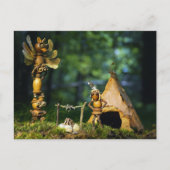 De eikelelfen spelen Indiaas. Zomercamping Briefkaart (Voorkant)