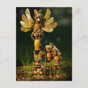 De eikelelfen spelen Indiaas. Zomercamping Briefkaart