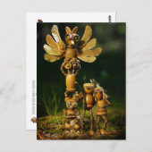 De eikelelfen spelen Indiaas. Zomercamping Briefkaart (Voorkant / Achterkant)