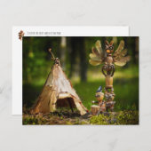 De eikelelfen spelen Indiaas. Zomercamping Briefkaart (Voorkant / Achterkant)