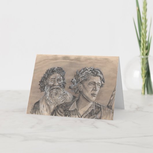 De Eiken Koning van de Koning van de hulst Feestdagen Kaart (Voorkant)