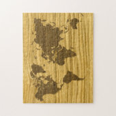 De Eiken Wereldkaart van Wenge en van de Spleet Legpuzzel (Verticaal)