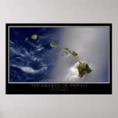 De eilanden Hawaii van de Ruimtesatellietkaart Poster (Voorkant)