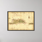 de eilanden Hispaniola en Puerto Rico (kaart 1639) Canvas Afdruk (Voorkant)