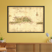 de eilanden Hispaniola en Puerto Rico (kaart 1639) Canvas Afdruk (Insitu (Woonkamer))