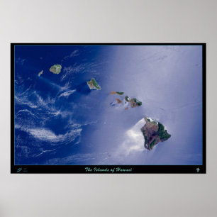 De eilanden van Hawaï satellietposter Poster