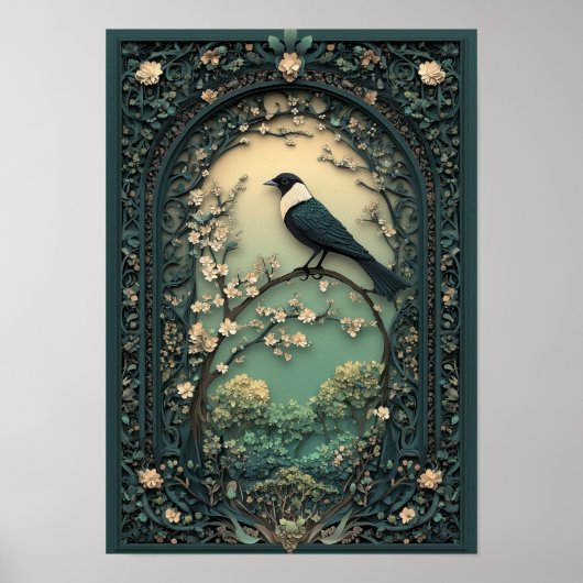 De ekster | Spring Day Forest Art Poster (Voorkant)