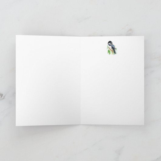 De Ekster van Kerstmis, Tuin, Vogel, de Groeten Feestdagen Kaart (Binnen)