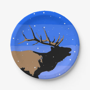 De Elanden van Bugling in de Winter - het Papieren Bordje
