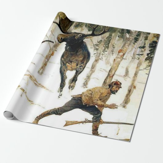 De elandjacht door Frederic Remington Cadeaupapier (Uitgerold)