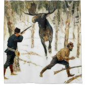 De elandjacht door Frederic Remington Douchegordijn (Voorkant)