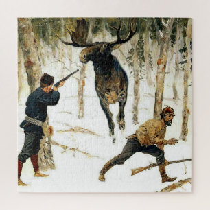 De elandjacht door Frederic Remington Legpuzzel