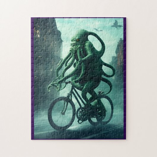 De Eldritch Fietser: Cthulhu rijdt op de fiets Legpuzzel (Verticaal)