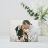 De Elegant Drawn Overlay Foto slaat de datum op Aankondigingskaart (Staand voorkant)