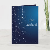 De elegante Blauwe Witte Groet van Eid van de Kaart (Voorkant)