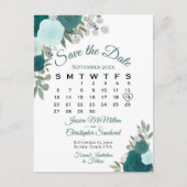 De elegante Blauwgroen Rozen die de Kalender van d Aankondigingskaart (Voorkant)