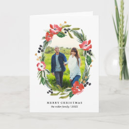 De elegante Bloemen Ovale Foto van de Waterverf | Feestdagen Kaart