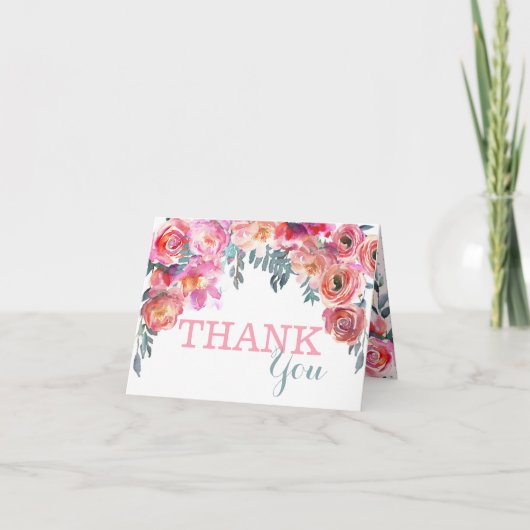 De elegante BloemenDaling van de Waterverf dankt u Bedankkaart (Voorkant)