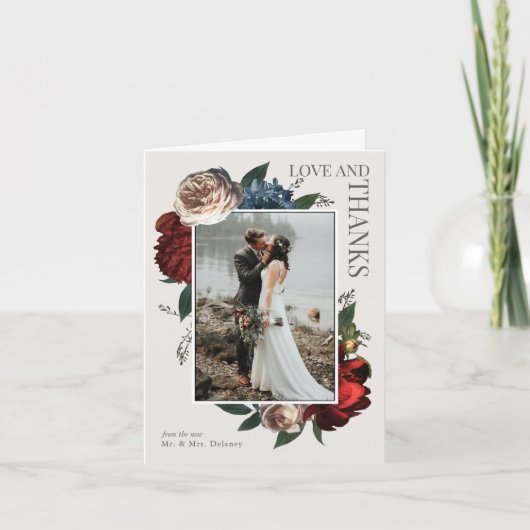 De elegante BloemenFoto van het Huwelijk Luxe Kaart (Voorkant)