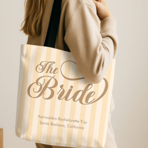 De Elegante Calligrafie Champagne Stripe Tote Bag