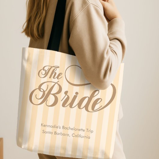 De Elegante Calligrafie Champagne Stripe Tote Bag