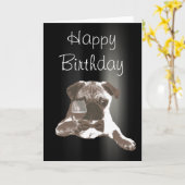 De elegante Donkere Pug & van de Wijn Gelukkige Kaart (Gele Bloem)