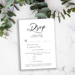 De elegante eenvoudige maaltijdopties voor budgetb RSVP kaartje