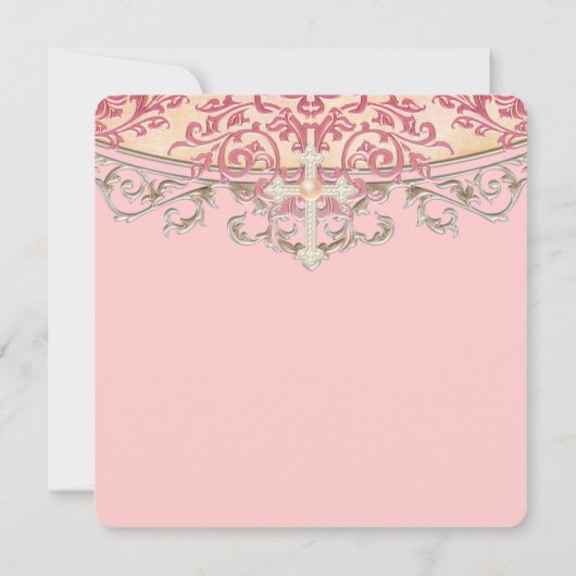 De elegante Eerste Heilige Communie van het Koraal Kaart (Achterkant)