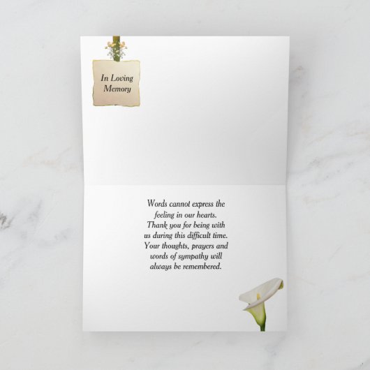 De elegante Foto dankt u voor Uw Sympathie Bedankkaart (Binnen)