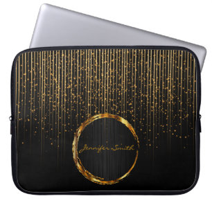 De elegante Gouden Lichten van de Ster met Naam Laptop Sleeve