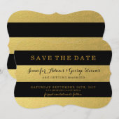 DE ELEGANTE GOUDEN %PIPE% ZWARTE STREPEN BEWAREN SAVE THE DATE (Voorkant / Achterkant)
