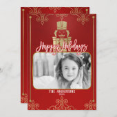 De elegante Gouden & Rode Kaart van de Foto van de (Voorkant / Achterkant)