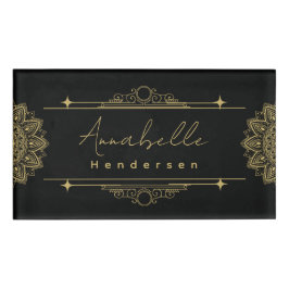 De elegante gouden & zwarte naamtag naambadge