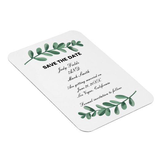 De elegante groene Waterverf laat sparen de Datum Magneet (Rechterzijde)